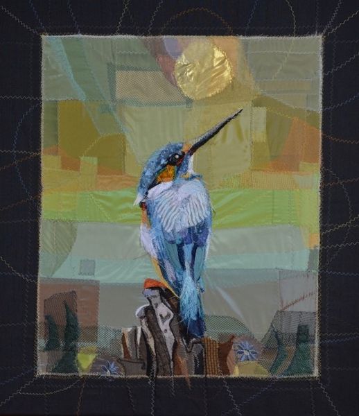 Eisvogel, Textilcollage, 75x65cm