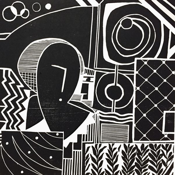 Geschichten 4, Holzschnitt, 60x60cm