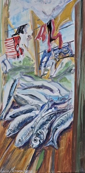 Frische, Eitempera a. Nessel, 60 x 30 cm