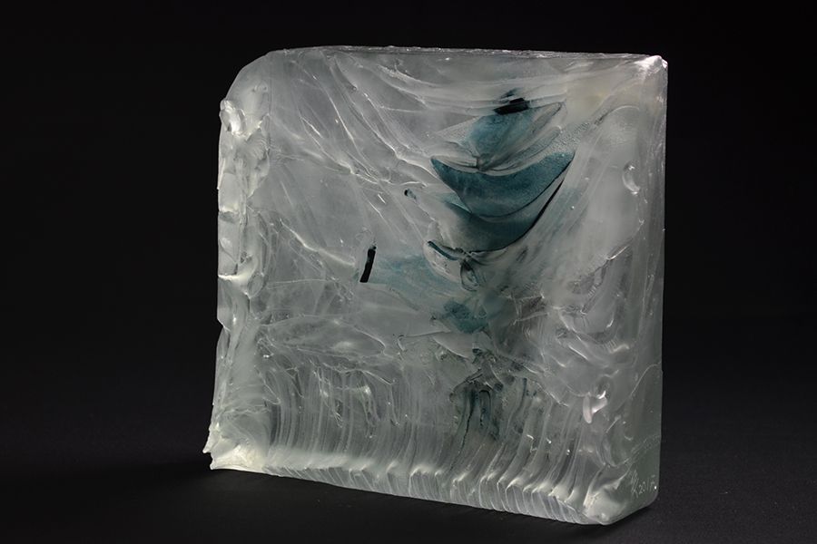 Wasserblock Blau, Glasguss u. Kupfer
