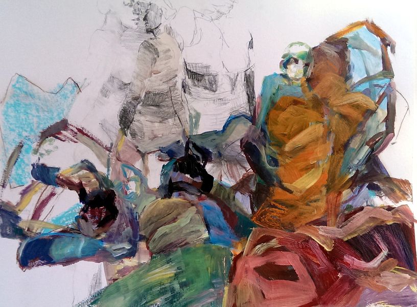 Herrschaftsfrei, Mischtechnik a. Papier, 50x63,5cm