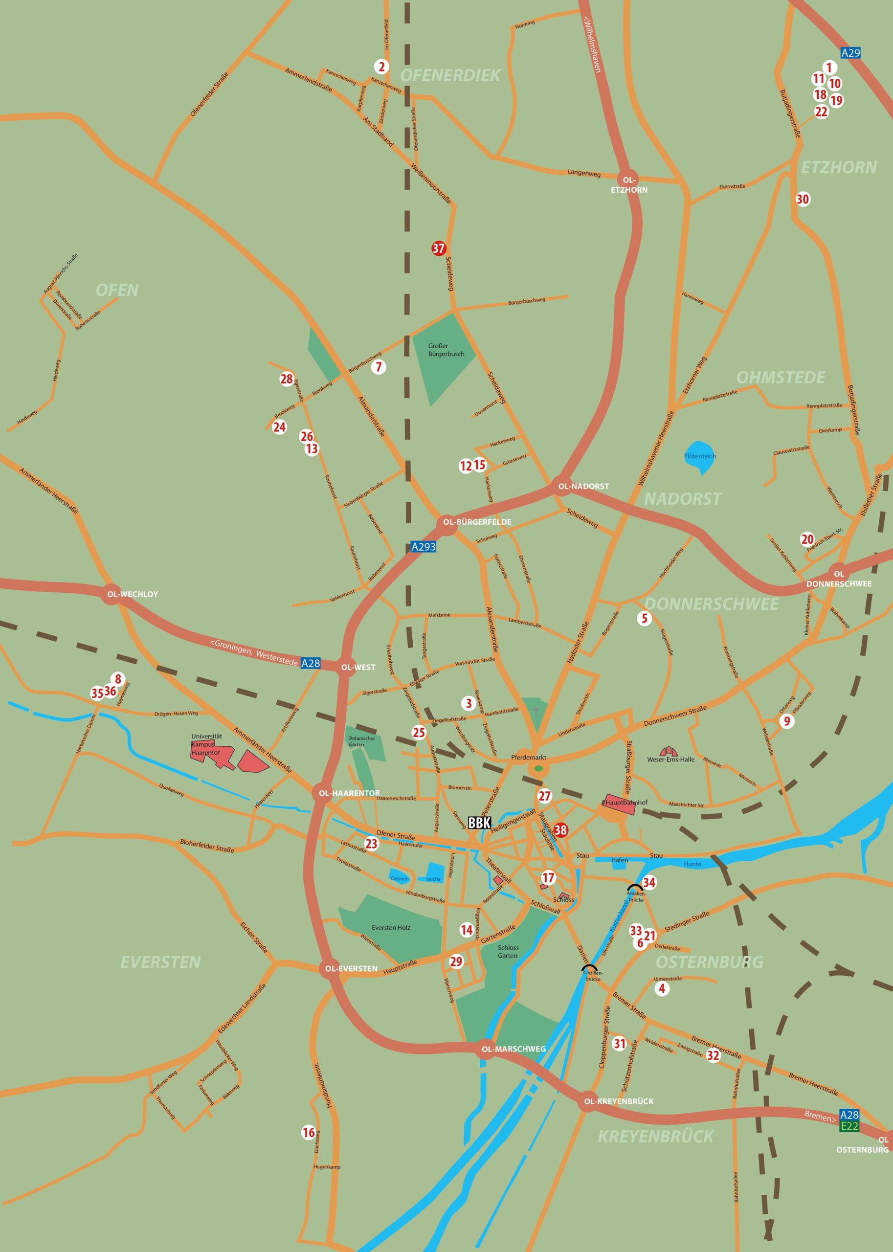 Karte Stadt Oldenburg offene Arteliers scaled